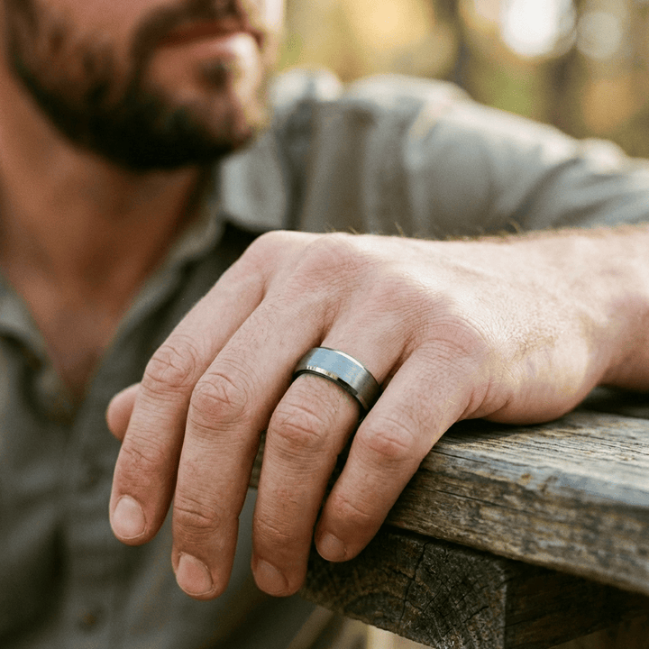 Roadtripmadewood Bagues Bague Bleue Électrique en tungstène