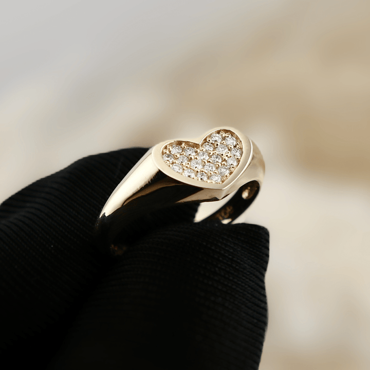 Bague Cœur et diamants Mathieu Blanchard Bagues Bague Coeur en or 14K - 18K et diamants 0,20 ctw | Mathieu Blanchard  Mathieu Blanchard Joaillerie