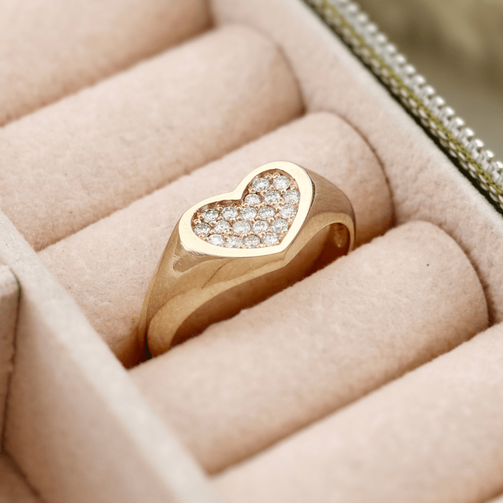 Bague Cœur et diamants Mathieu Blanchard Bagues Bague Coeur en or 14K - 18K et diamants 0,20 ctw | Mathieu Blanchard  Mathieu Blanchard Joaillerie