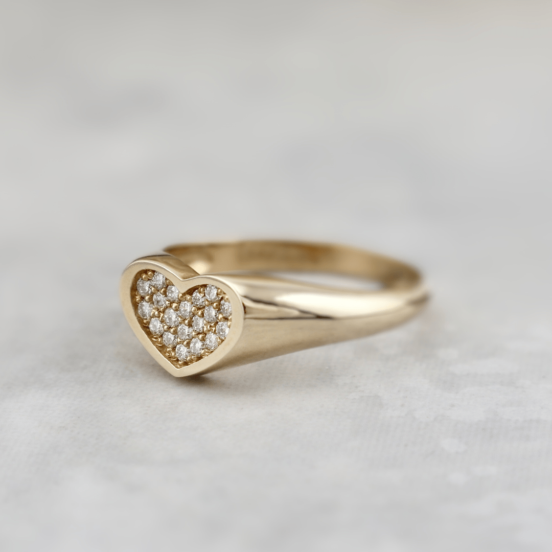 Bague Cœur et diamants Mathieu Blanchard Bagues Bague Coeur en or 14K - 18K et diamants 0,20 ctw | Mathieu Blanchard  Mathieu Blanchard Joaillerie