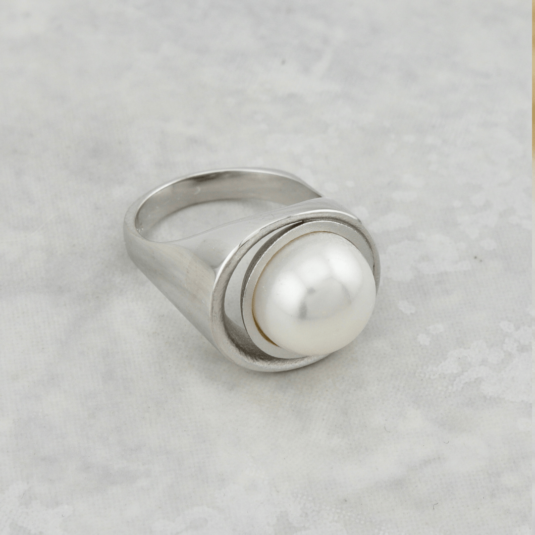 Jean Bastien Bague en argent sterling et perle bouton