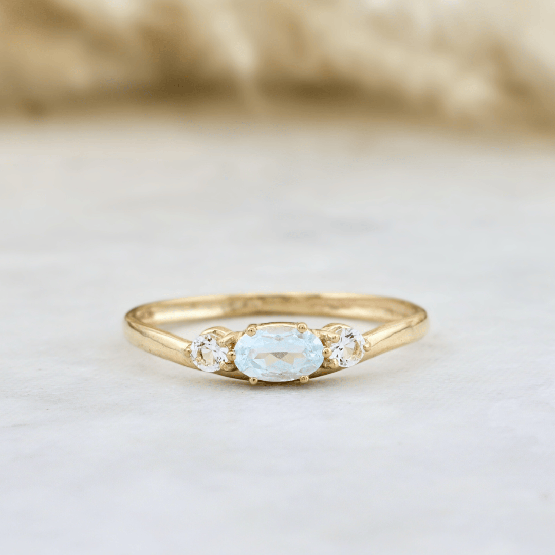 - Bagues Bague en or 10K et topaze bleu & blanc