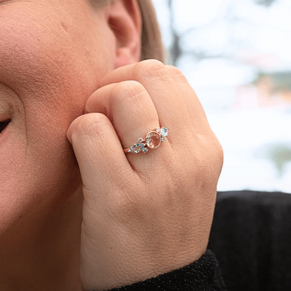 Mathieu Blanchard Bagues Bague en or 14K, diamants, topaze et citrine