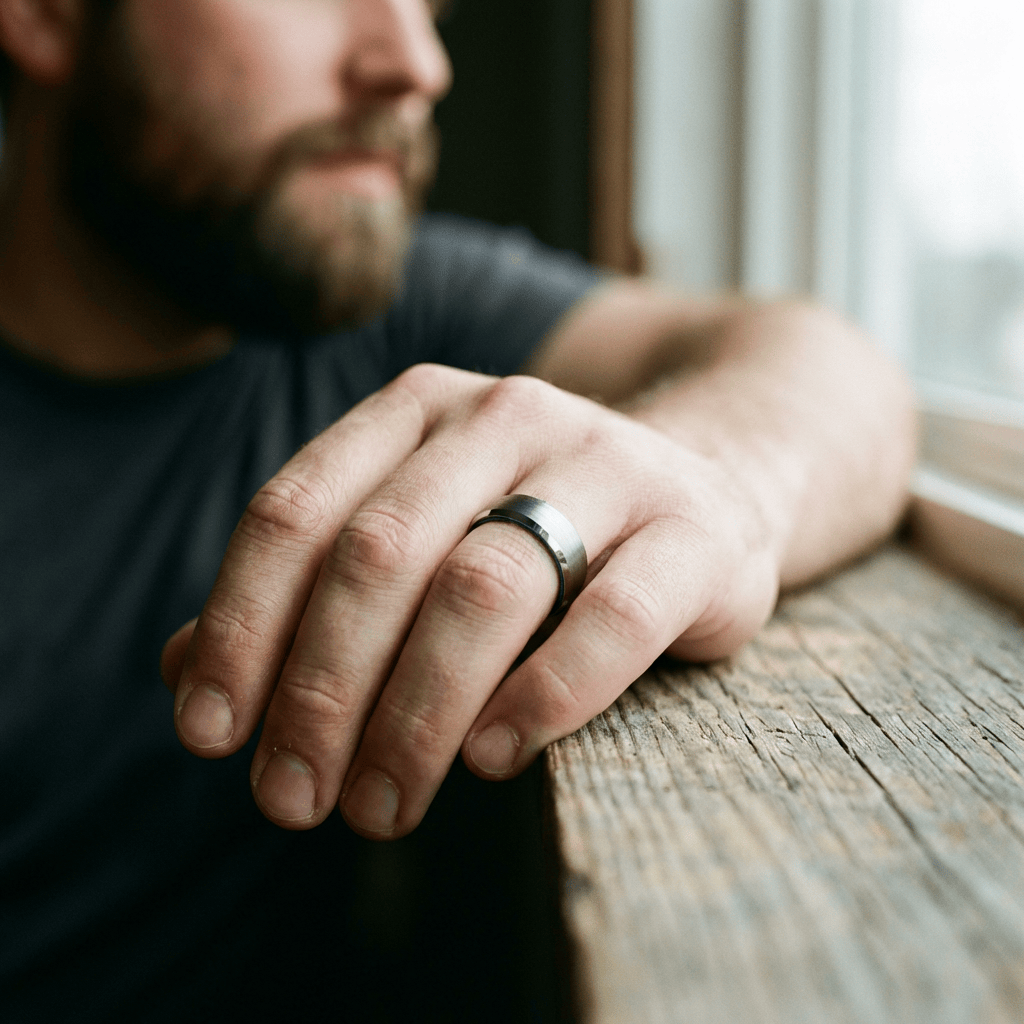 Roadtripmadewood Bagues Bague en tungstène et bois d'érable infusé bleu