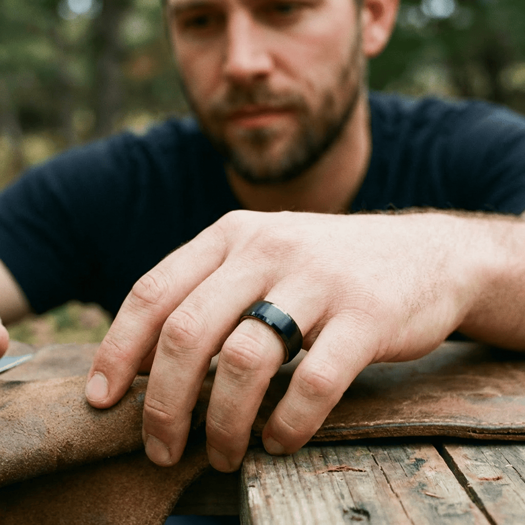 Roadtripmadewood Bagues Bague en tungstène et bois d'olivier