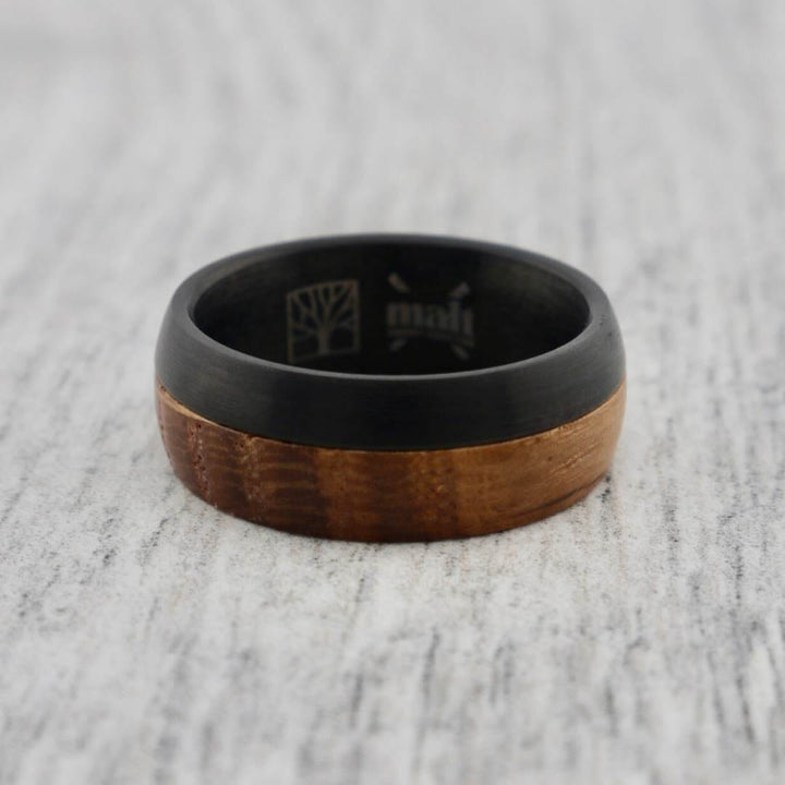 Roadtripmadewood Bagues Bague en tungstène et bois de whisky