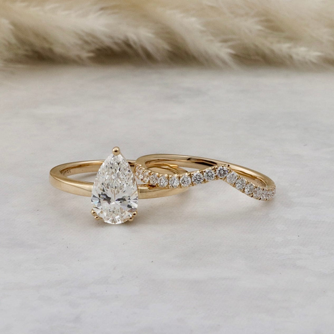 Bague ensemble d’alliances diamants poire Mathieu Blanchard Bagues Alliance diamant 1,53ct et jonc contour sur mesure | Mathieu Blanchard Mathieu Blanchard Joaillerie