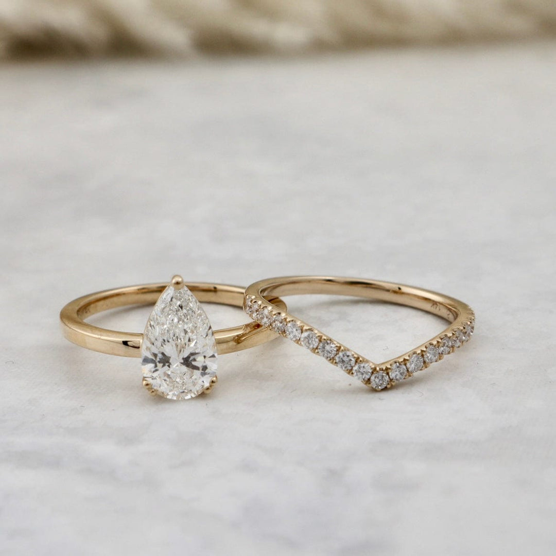 Bague ensemble d’alliances diamants poire Mathieu Blanchard Bagues Alliance diamant 1,53ct et jonc contour sur mesure | Mathieu Blanchard Mathieu Blanchard Joaillerie