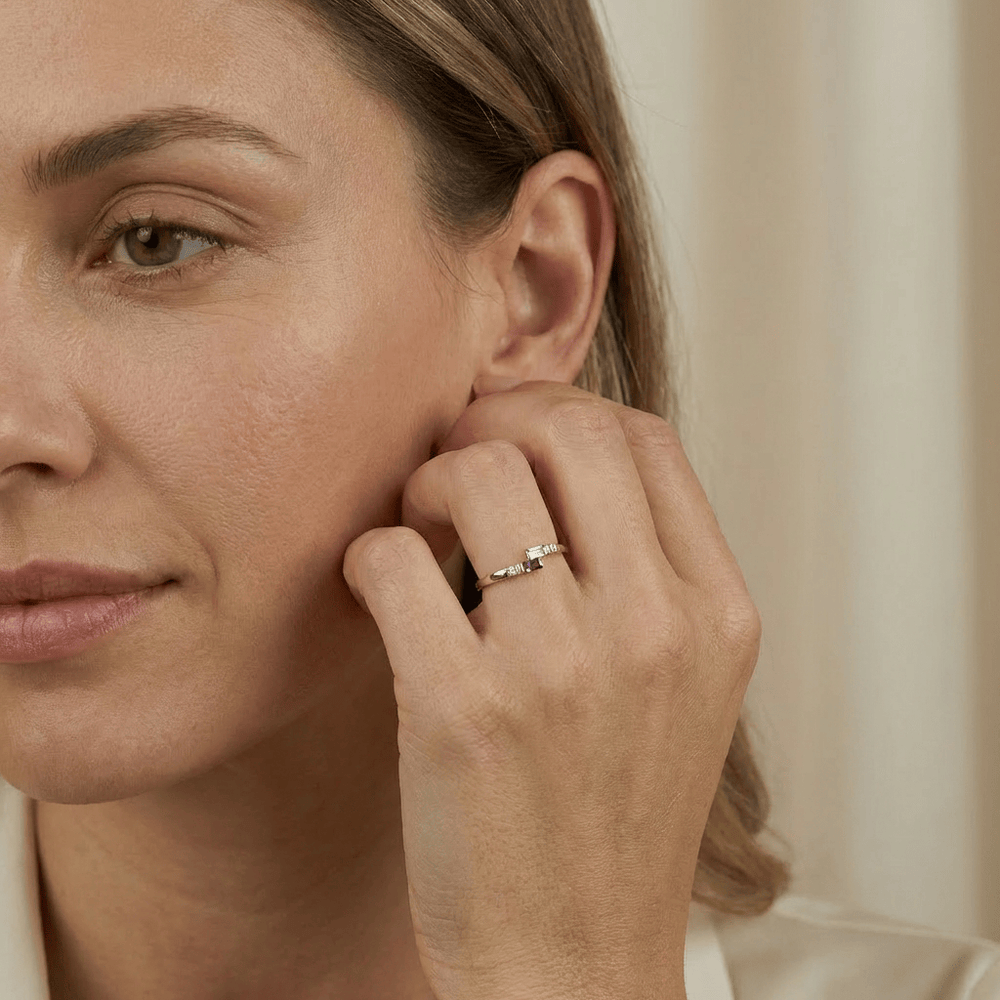 Bague et améthyste, topaze bleu & blanc en or jaune 10K - Bagues Bague en or 10K et améthyste, topaze bleu & blanc | Mathieu Blanchard Mathieu Blanchard Joaillerie