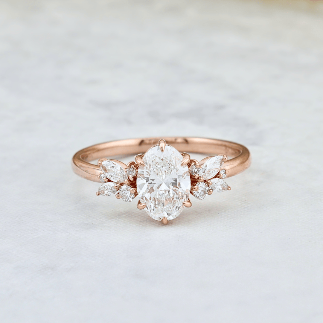Bague Fancy et diamants Mathieu Blanchard Bagues 5 / Or rose 14K PBA5OM17632S-5 Bague sur mesure Fancy | Diamant oval | Mathieu Blanchard Joaillerie Mathieu Blanchard Joaillerie