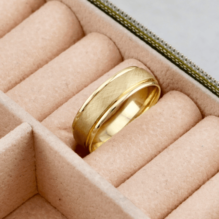 Bague Florentine Mathieu Blanchard Bagues Jonc Florentine 6mm en or jaune ou blanc 10K | Bagues de Fiançailles Homme Mathieu Blanchard Joaillerie