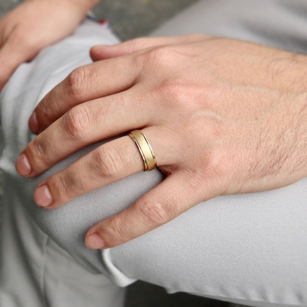 Bague Florentine Mathieu Blanchard Bagues Jonc Florentine 6mm en or jaune ou blanc 10K | Bagues de Fiançailles Homme Mathieu Blanchard Joaillerie