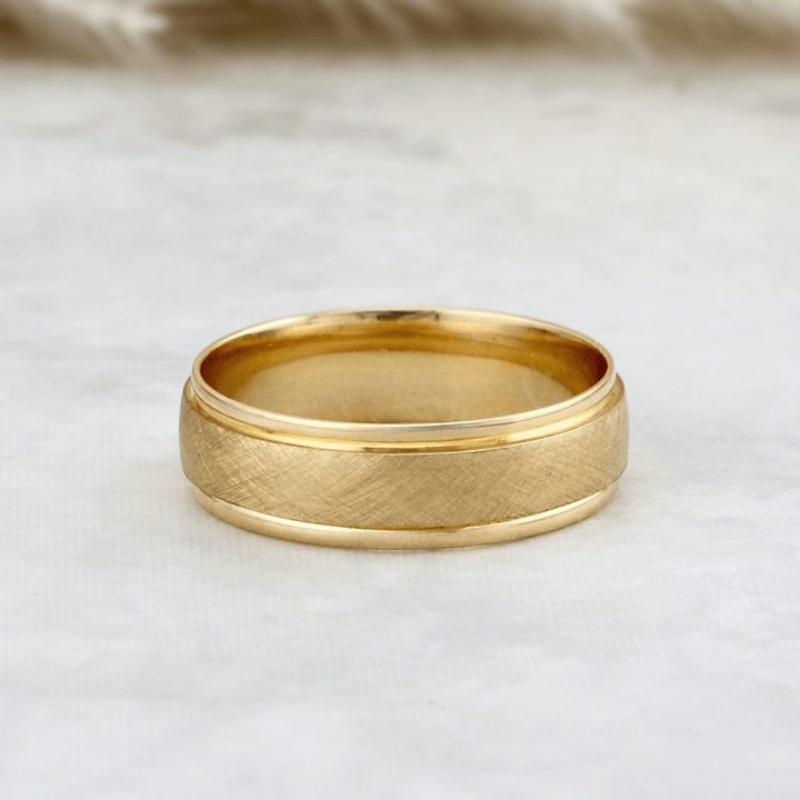 Bague Florentine Mathieu Blanchard Bagues Jonc Florentine 6mm en or jaune ou blanc 10K | Bagues de Fiançailles Homme Mathieu Blanchard Joaillerie