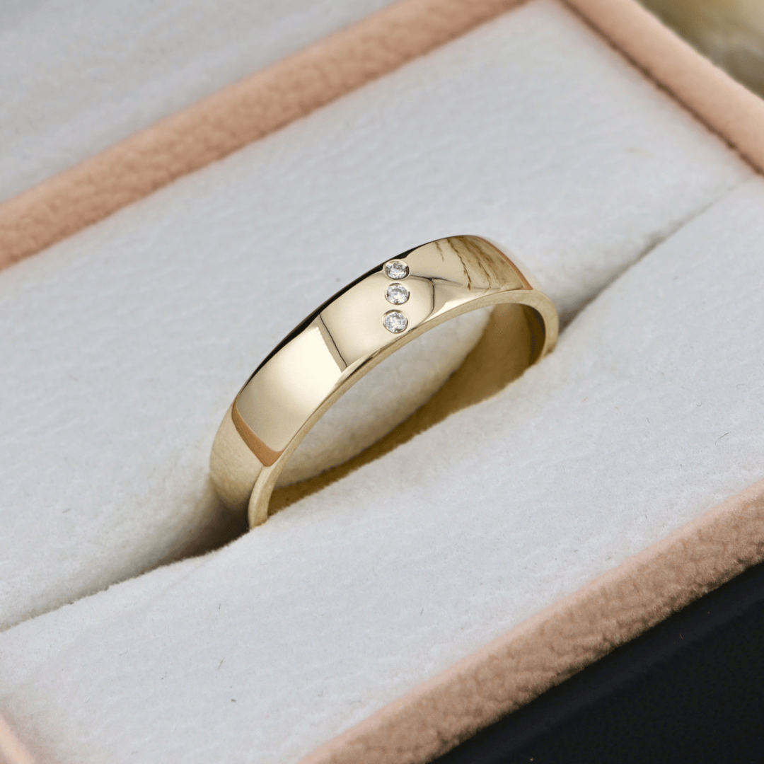 Bague Jonc Diago en Diamants Mathieu Blanchard Bagues Or jaune 10K / 8 PBAO8M17540S-8 Jonc de fiançailles en or 14K - 18K et 3 diamants| Mathieu Blanchard Mathieu Blanchard Joaillerie
