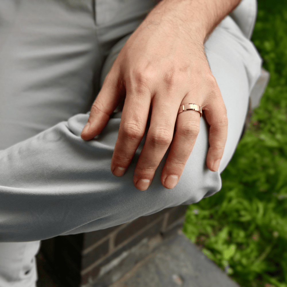 Bague Linéo Mathieu Blanchard Bagues Jonc brossé 6mm en or jaune ou blanc 10K | Bagues de Fiançailles Homme Mathieu Blanchard Joaillerie