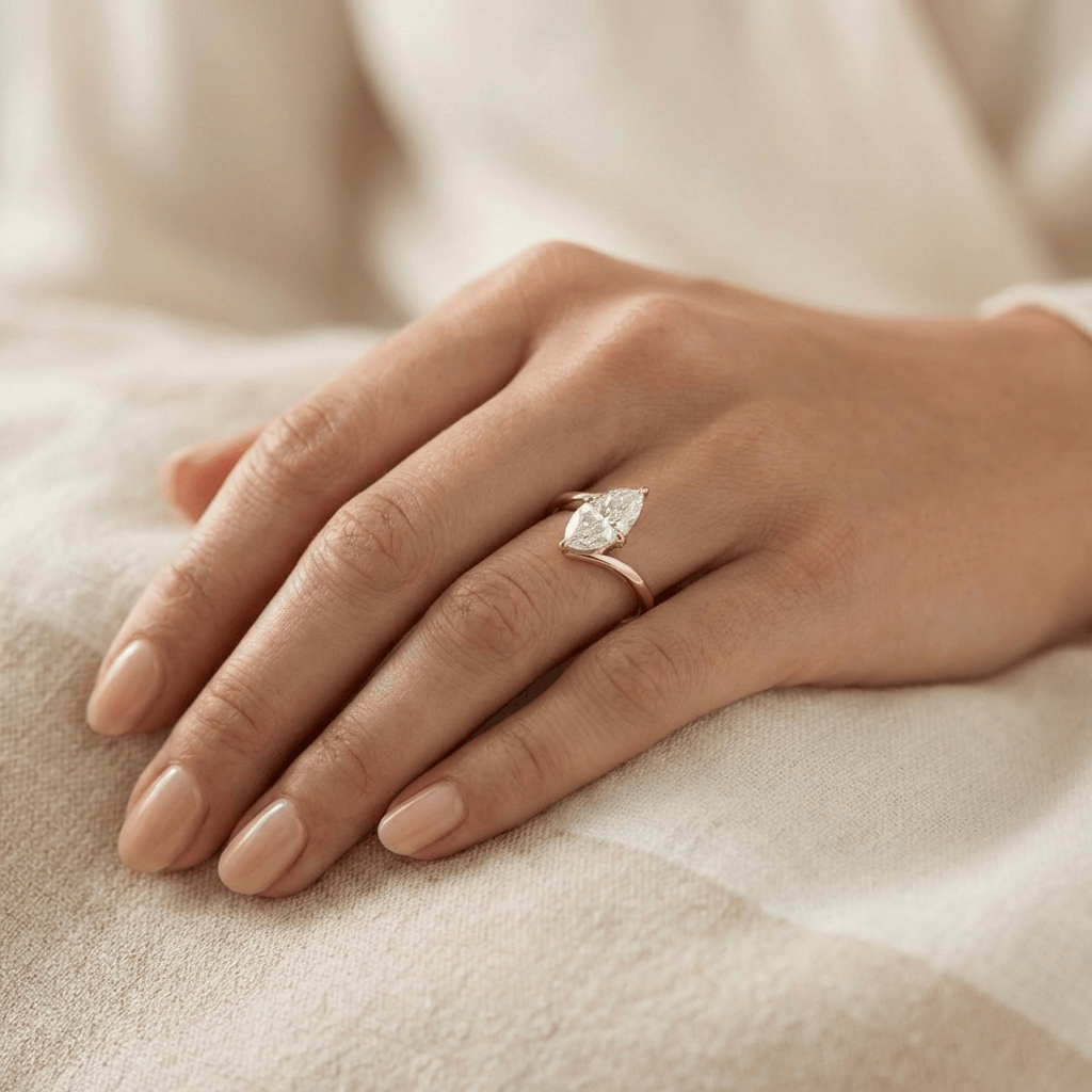 Mathieu Blanchard Bagues Bague Marquise en or 10K - 14K et moissanite 1,5 ct