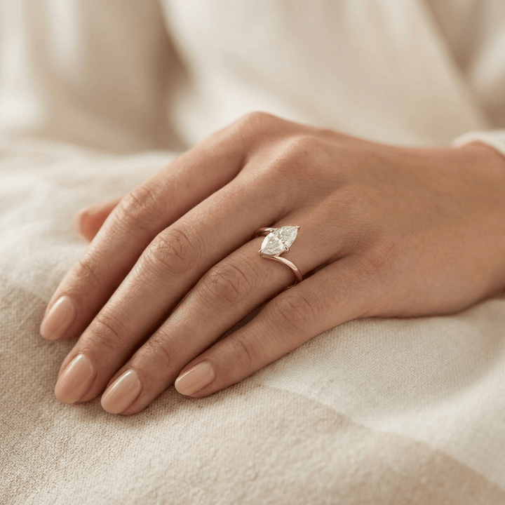 Mathieu Blanchard Bagues Bague Marquise en or 10K - 14K et moissanite 1,5 ct