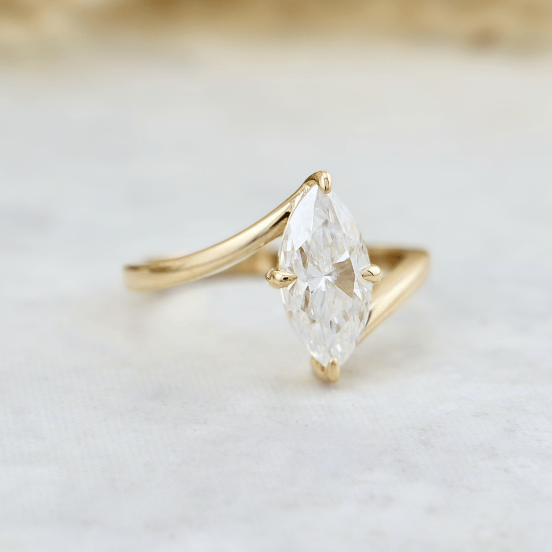 Mathieu Blanchard Bagues Bague Marquise en or 10K - 14K et moissanite 1,5 ct