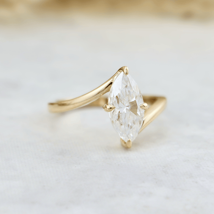Mathieu Blanchard Bagues Bague Marquise en or 10K - 14K et moissanite 1,5 ct