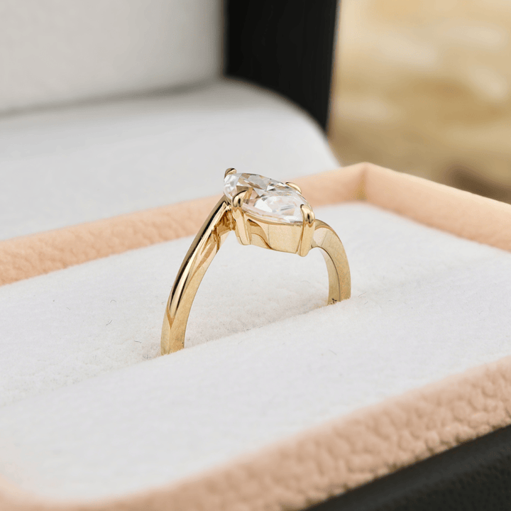 Mathieu Blanchard Bagues Bague Marquise en or 10K - 14K et moissanite 1,5 ct