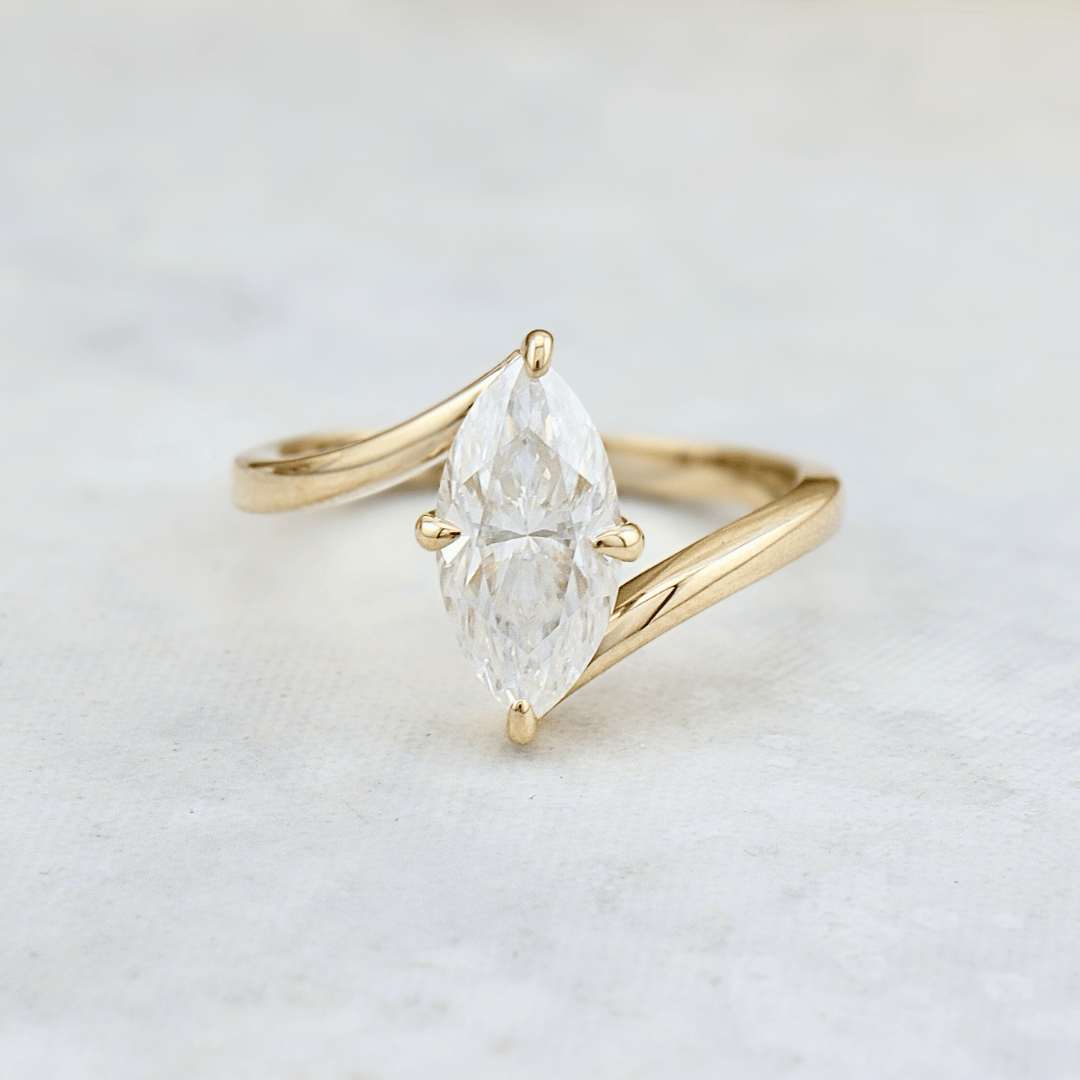 Mathieu Blanchard Bagues Bague Marquise en or 10K - 14K et moissanite 1,5 ct