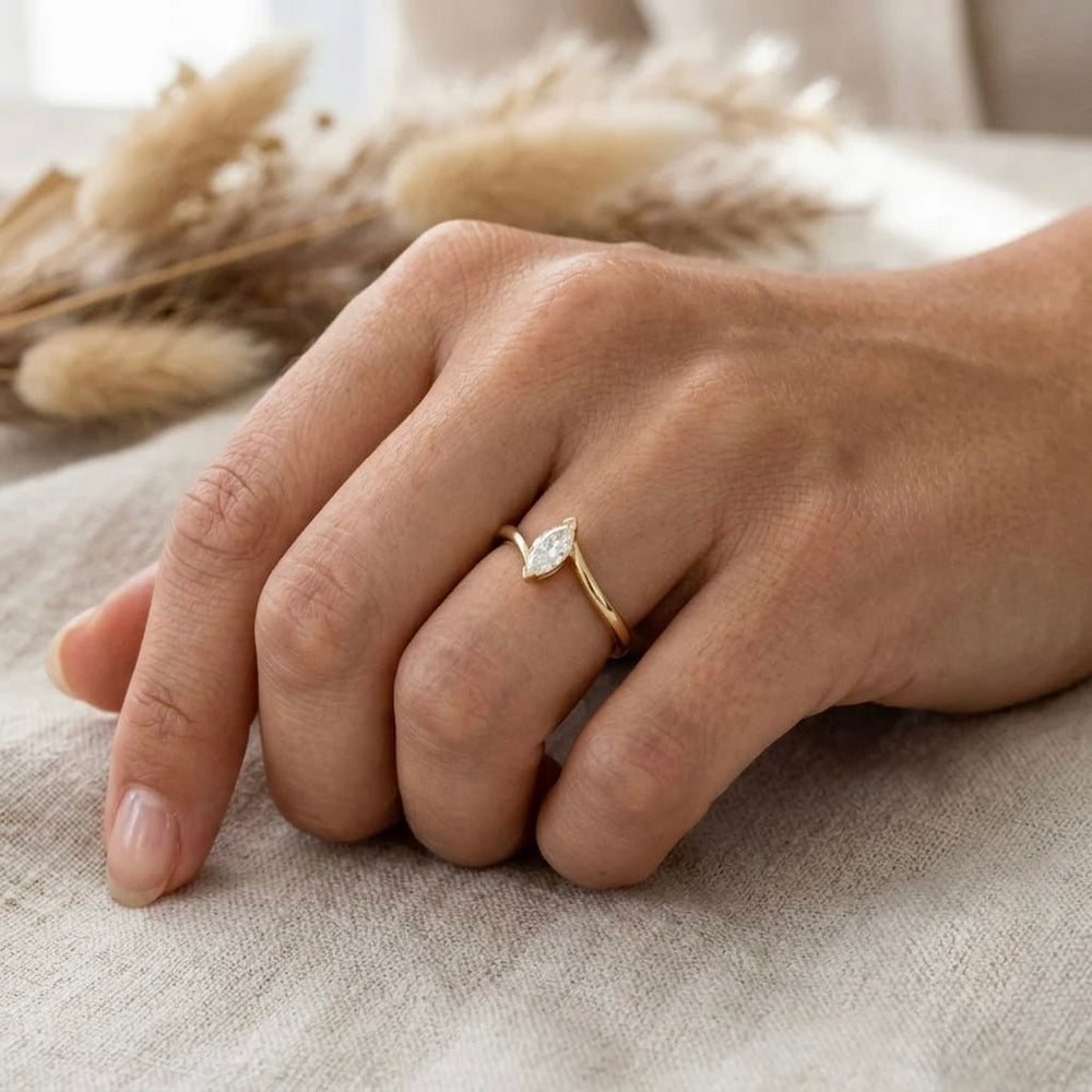 Mathieu Blanchard Bagues Bague Marquise en or 14K - 18K ou platine et diamant 0,3 ct