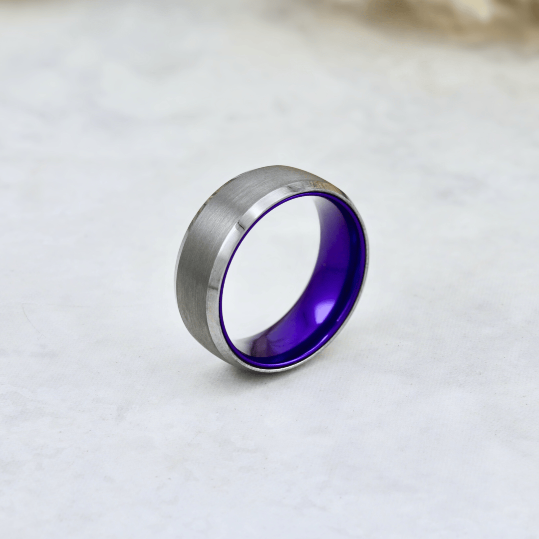 Roadtripmadewood Bagues Bague Mauve Électrique en tungstène