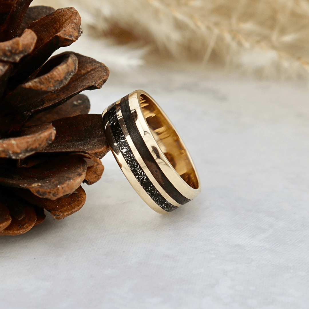 Bague Météorite et bois Mathieu Blanchard Bagues Jonc Poussières d’étoiles et bois | Mathieu Blanchard Joaillerie Mathieu Blanchard Joaillerie