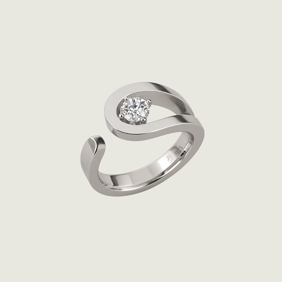 Mathieu Blanchard Bague Naïa en argent sterling et moissanite