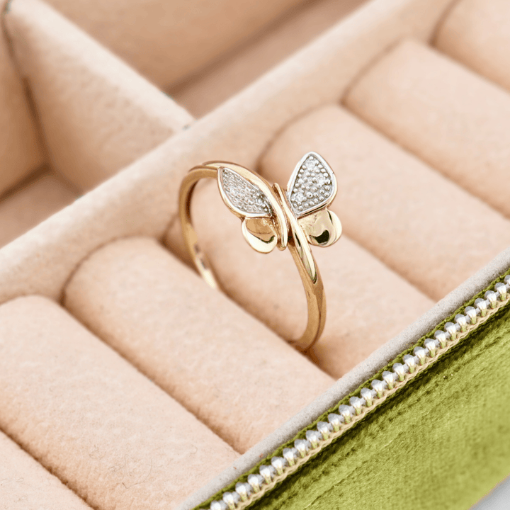 Bague Papillon et diamants en or jaune 10K - Bagues Bague Papillon en or 10K et diamants 2pts | Mathieu Blanchard Mathieu Blanchard Joaillerie