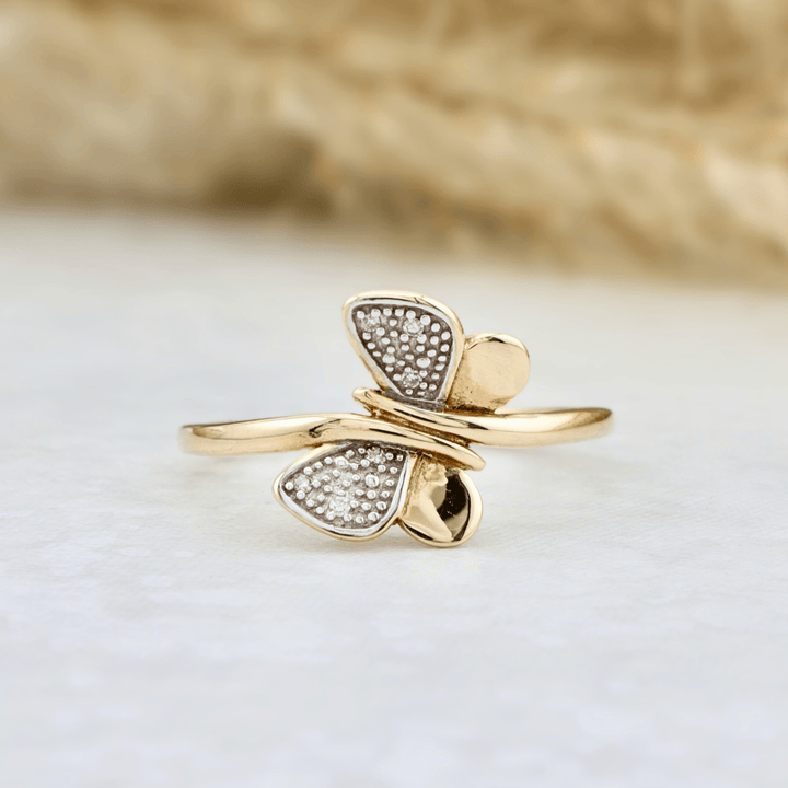 Bague Papillon et diamants en or jaune 10K - Bagues Bague Papillon en or 10K et diamants 2pts | Mathieu Blanchard Mathieu Blanchard Joaillerie