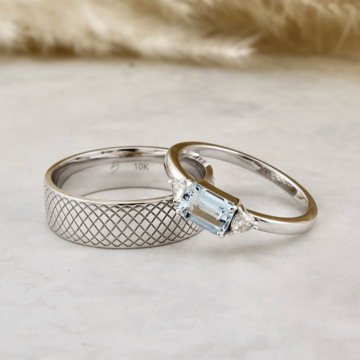 Bague Prisme, aigue marine et diamants Mathieu Blanchard Bagues Bague Prisme en or avec aigue-marine taille émeraude et diamants Trillion | Mathieu Blanchard Mathieu Blanchard Joaillerie