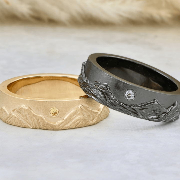 Bague Rocheuses canadiennes Version nuit en argent sterling Mathieu Blanchard Bagues Jonc Rocheuses canadiennes en argent ou or  | Mathieu Blanchard Mathieu Blanchard Joaillerie