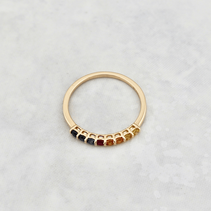 Mathieu Blanchard Bagues Bague semi-éternité en or 14K, saphirs et rubis