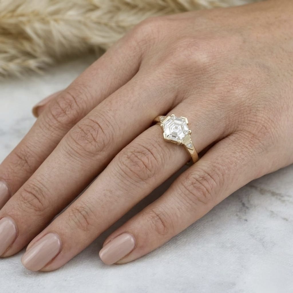 Mathieu Blanchard Bagues Bague Solitaire Diamant Hexagone 1 ct