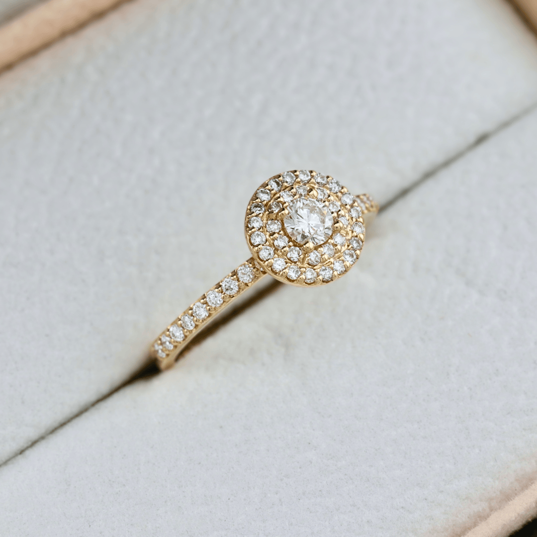 Mathieu Blanchard Bagues Bague solitaire Double Halo diamants 0.45 ctw