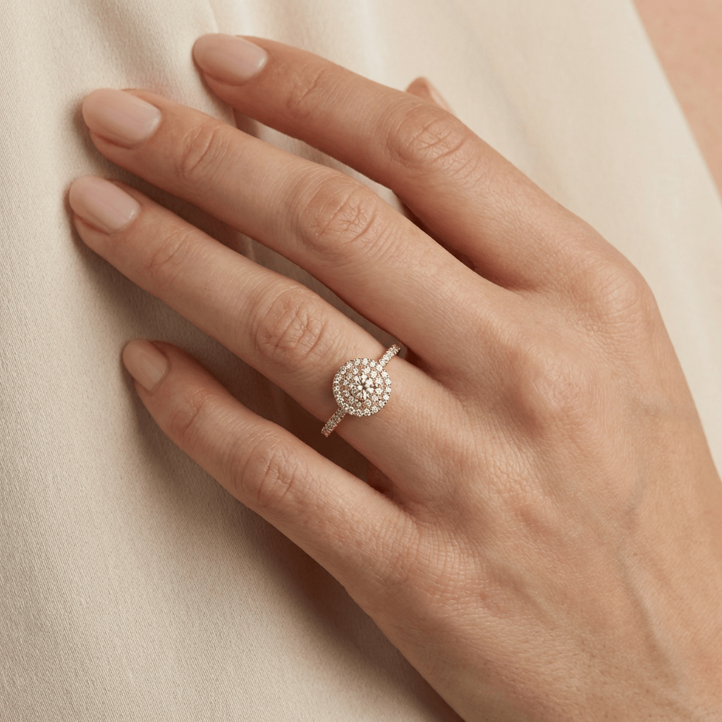 Mathieu Blanchard Bagues Bague solitaire Double Halo diamants 0.45 ctw