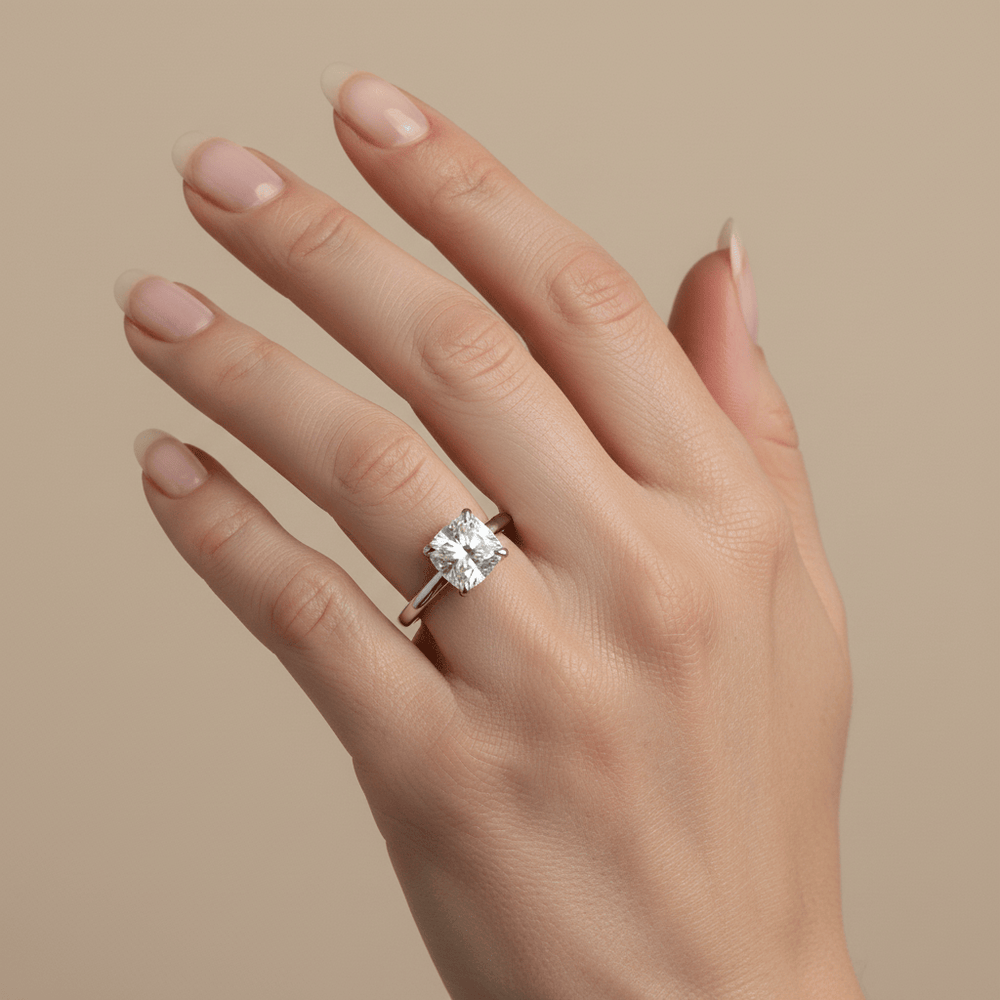 Mathieu Blanchard Bagues Bague Solitaire Halo Diamant Cushion 1.5 ct