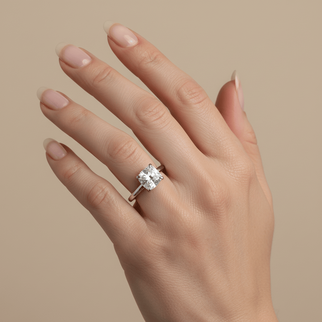 Bague Solitaire Halo Diamant Cushion 1.5 ct Mathieu Blanchard Bagues Bague de fiançailles oval diamant de laboratoire | Mathieu Blanchard Mathieu Blanchard Joaillerie