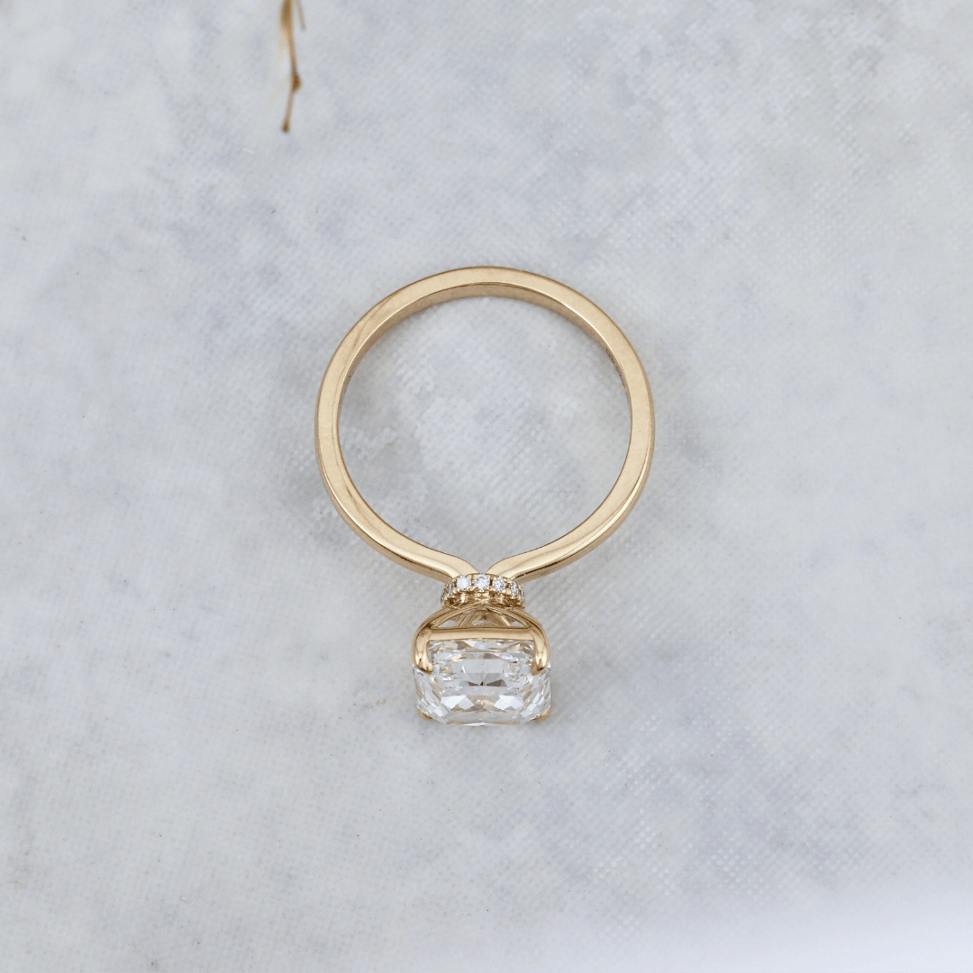 Mathieu Blanchard Bagues Bague Solitaire Halo Diamant Radiant 3,8 ct