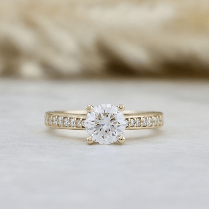 Mathieu Blanchard Bagues Bague solitaire Pavé en or 14K - 18K ou platine et diamant 1 ct