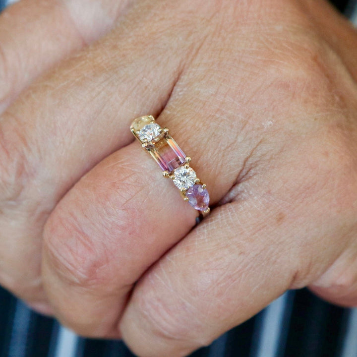 Mathieu Blanchard Bagues Bague Symbiose en or 14K, citrine, améthyste, amétrine et diamants