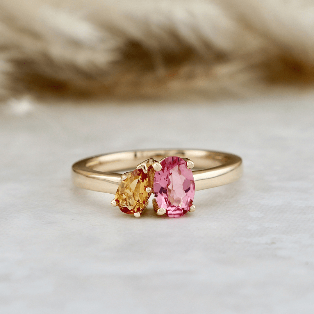 Bague Toi&amp;Moi, citrine et tourmaline Mathieu Blanchard Bagues Bague Toi&amp;Moi en or 14K - 18K, citrine et tourmaline   | Mathieu Blanchard Joaillerie Mathieu Blanchard Joaillerie