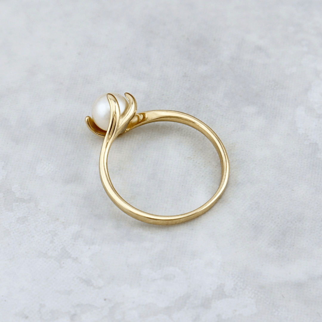 Bague Vague et perle en or jaune 10K - Bagues Bague perle d&