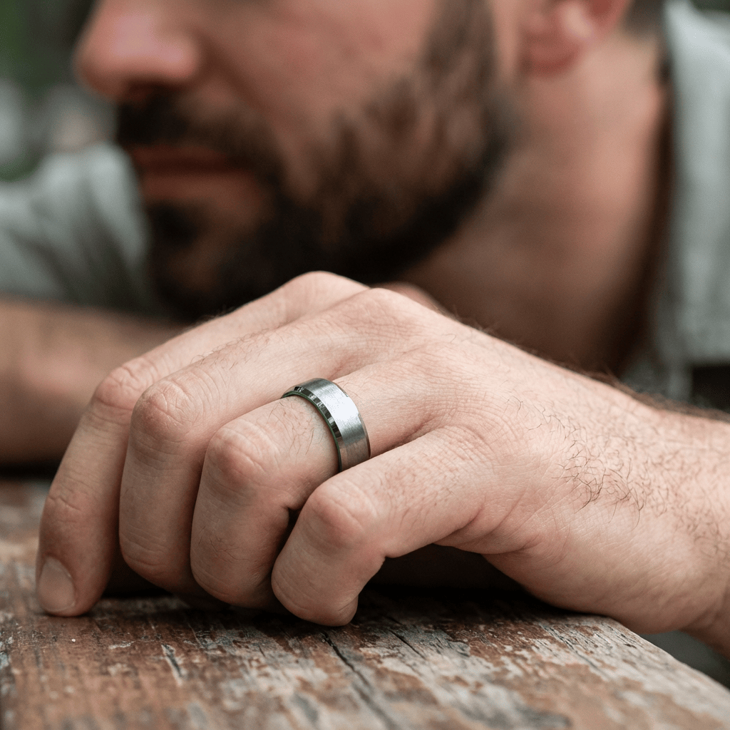 Roadtripmadewood Bagues Bague Vert Électrique en tungstène