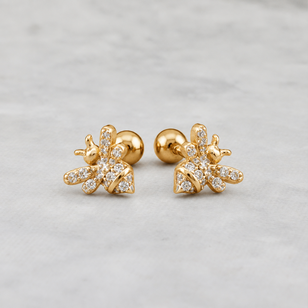Sterling silver bee earrings