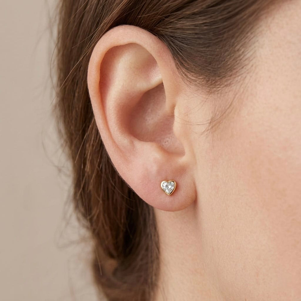 Boucles d'oreilles Cœur en or jaune 14K - Boucles d'oreilles Boucles d'oreilles Bezel Coeur Or 14K | Mathieu Blanchard Mathieu Blanchard Joaillerie