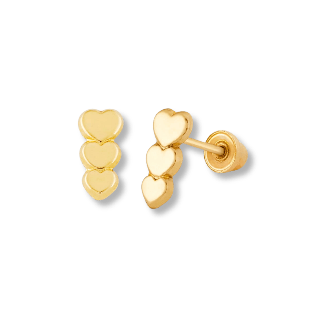 - Boucles d'oreilles Or jaune 14K Boucles d'oreilles Coeurs