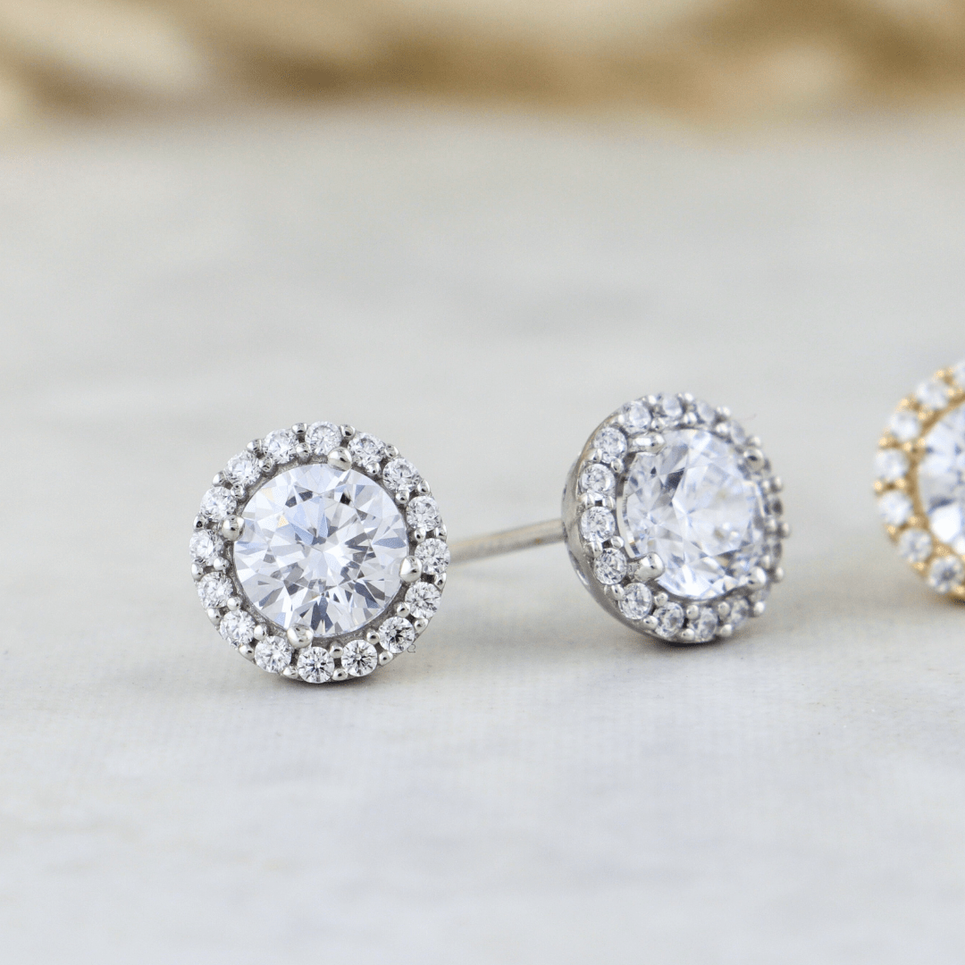 - Boucles d'oreilles Or blanc 10K Boucles d'oreilles Éclat en or 10K