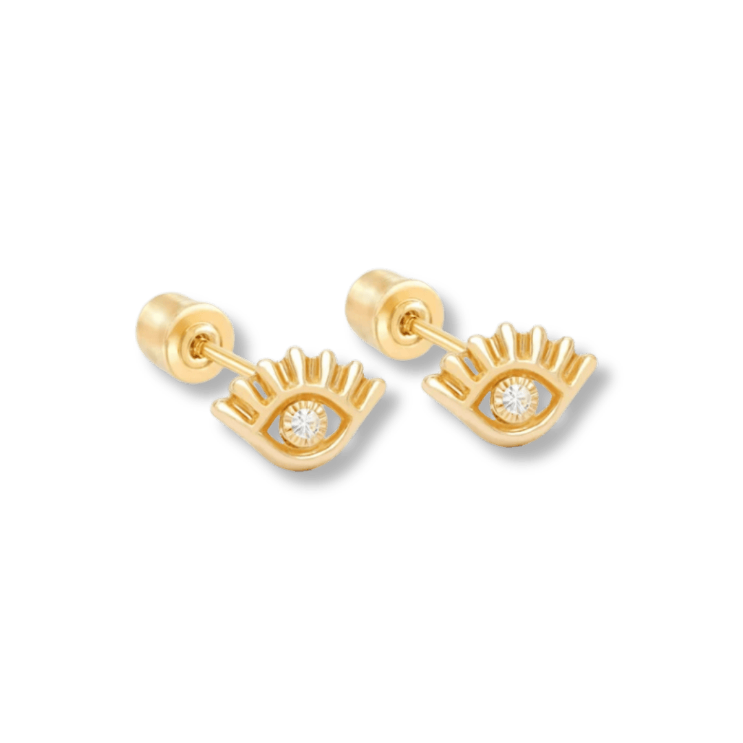 - Boucles d'oreilles Or jaune 14K Boucles d'oreilles Evil Eyes